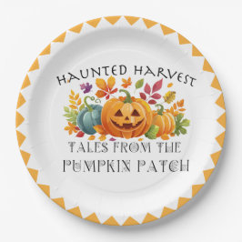 Gelukkig Halloween Oogst Pompoenen Papieren Bordje