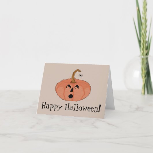 Gelukkig Halloween! Opgeschrokken Pompoen Notecard Kaart (Voorkant)