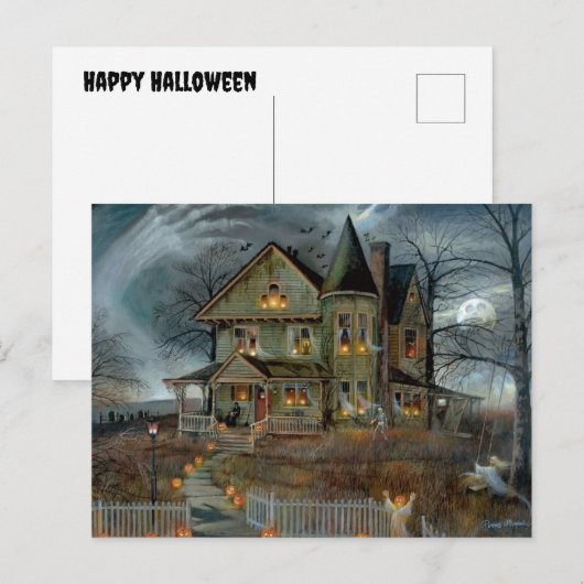 Gelukkig Halloween opgevouwen kerstkaart Feestdagenkaart (Voorkant / Achterkant)