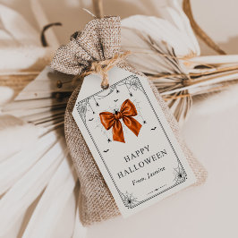 Gelukkig Halloween Oranje Strik Cadeaulabel