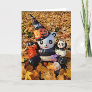 Gelukkig Halloween Panda en Kitten Trick or Treat Feestdagen Kaart