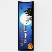 Gelukkig Halloween Party Blauw Moonlight Enge Nach Spandoek (Verticaal)