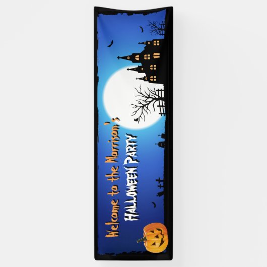 Gelukkig Halloween Party Blauw Moonlight Enge Nach Spandoek (Verticaal)