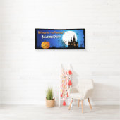 Gelukkig Halloween Party Blauw Moonlight Enge Nach Spandoek (Insitu)