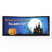 Gelukkig Halloween Party Blauw Moonlight Enge Nach