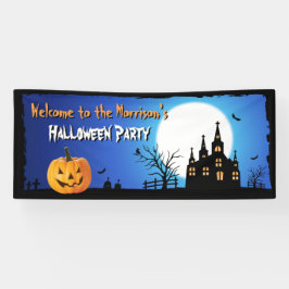 Gelukkig Halloween Party Blauw Moonlight Enge Nach Spandoek