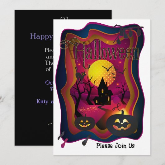 Gelukkig Halloween Party "Treat or Trick" Magisch Feestdagenkaart (Voorkant / Achterkant)