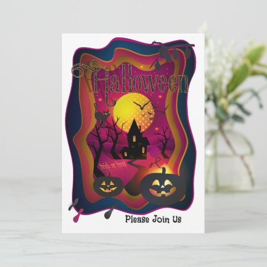 Gelukkig Halloween Party "Treat or Trick" Magisch Feestdagenkaart (Staand voorkant)