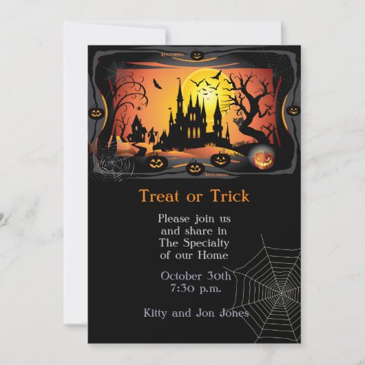 Gelukkig Halloween Party "Treat or Trick" Magisch Kaart (Voorkant)