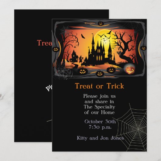 Gelukkig Halloween Party "Treat or Trick" Magisch Kaart (Voorkant / Achterkant)