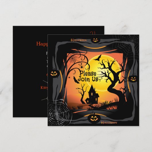 Gelukkig Halloween Party "Treat or Trick" Magisch Kaart (Voorkant / Achterkant)