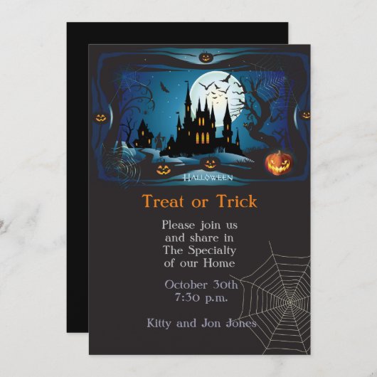 Gelukkig Halloween Party "Treat or Trick" Magisch Kaart (Voorkant / Achterkant)