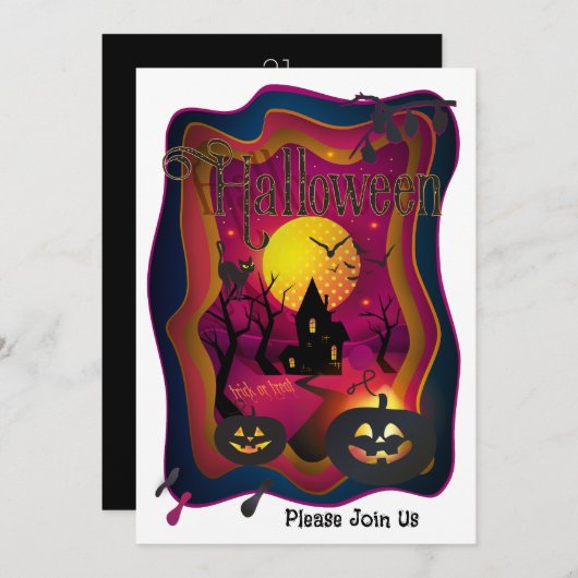 Gelukkig Halloween Party "Treat or Trick" Magisch Kaart (Voorkant / Achterkant)