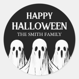 Gelukkig Halloween Party zwart-wit spook Ronde Sticker