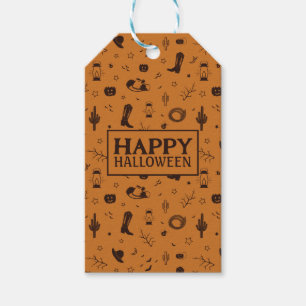 Gelukkig Halloween patroon Cadeaulabel
