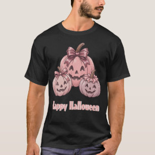 Gelukkig Halloween Pinkoween Vintage Pompoen Trio T-shirt