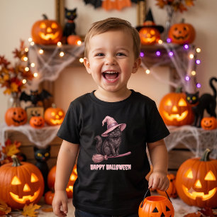 Gelukkig Halloween Pinkoween Vintage Zwarte Heks K Kinder Shirts