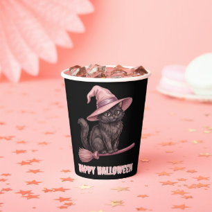 Gelukkig Halloween Pinkoween Vintage Zwarte Heks K Papieren Bekers