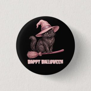 Gelukkig Halloween Pinkoween Vintage Zwarte Heks K Ronde Button 3,2 Cm