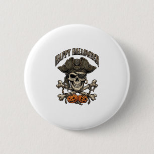 Gelukkig Halloween Piraat Schedel Kruisbeenderen P Ronde Button 5,7 Cm