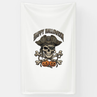 Gelukkig Halloween Piraat Schedel Kruisbeenderen P Spandoek