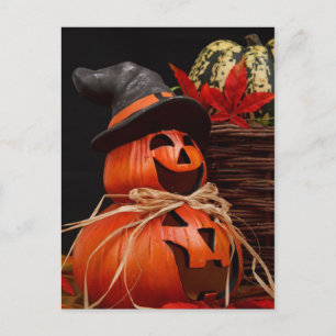 gelukkig halloween pompoen ansichtkaart briefkaart