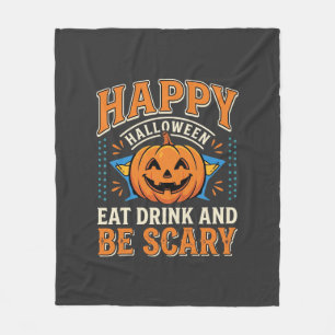 Gelukkig Halloween Pompoen Eten Drinken Wees eng_1 Fleece Deken