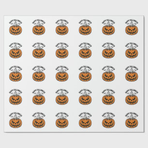Gelukkig Halloween Pompoen Gezicht Vintage Vector Cadeaupapier