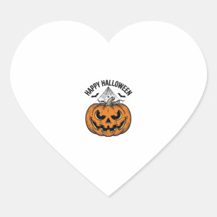 Gelukkig Halloween Pompoen Gezicht Vintage Vector  Hart Sticker