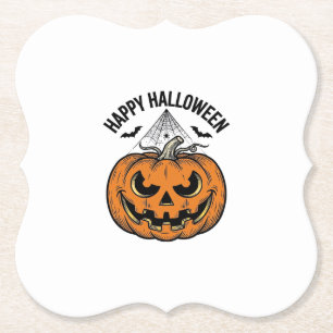 Gelukkig Halloween Pompoen Gezicht Vintage Vector  Kartonnen Onderzetters