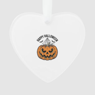 Gelukkig Halloween Pompoen Gezicht Vintage Vector Ornament