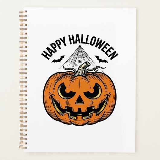 Gelukkig Halloween Pompoen Gezicht Vintage Vector Planner (Voorkant)
