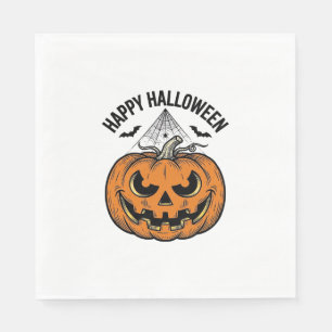 Gelukkig Halloween Pompoen Gezicht Vintage Vector Servet