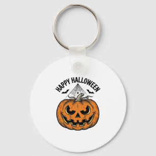 Gelukkig Halloween Pompoen Gezicht Vintage Vector Sleutelhanger