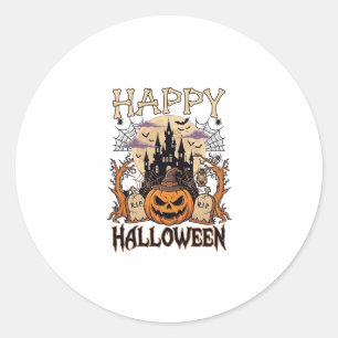 Gelukkig Halloween Pompoen Heksenhoed Geheime Kast Ronde Sticker