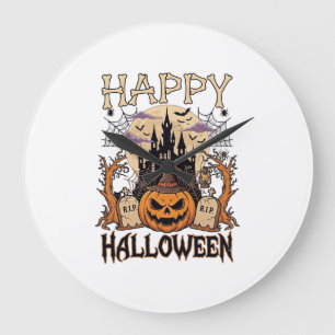 Gelukkig Halloween Pompoen Heksenhoed Verlaten Kas Grote Klok