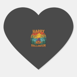 Gelukkig Halloween Pompoen Heksenhoed Volle Maan V Hart Sticker
