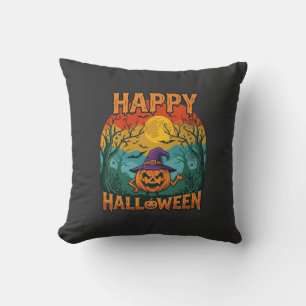 Gelukkig Halloween Pompoen Heksenhoed Volle Maan V Kussen