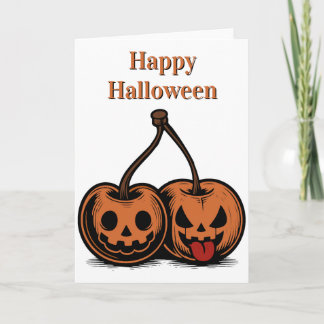 Gelukkig Halloween Pompoen Kersen Kaart