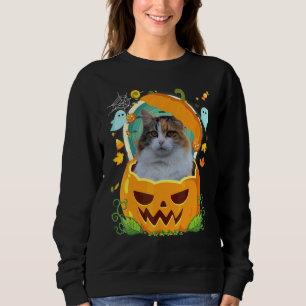Gelukkig Halloween Pompoen Manx Kat Heks Muts Cute Trui