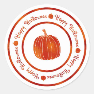 Gelukkig Halloween & Pompoen Oranje Glans Trendy Ronde Sticker