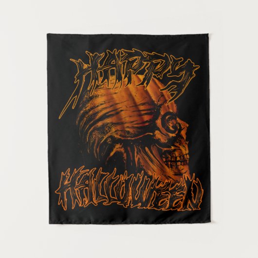 gelukkig halloween pompoen schedel wandkleed (Voorkant)