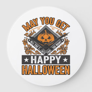 Gelukkig Halloween Pompoen Snoepjes Vintage Grote Klok
