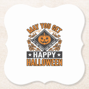 Gelukkig Halloween Pompoen Snoepjes Vintage Kartonnen Onderzetters