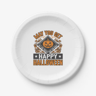 Gelukkig Halloween Pompoen Snoepjes Vintage Papieren Bordje