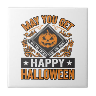 Gelukkig Halloween Pompoen Snoepjes Vintage Tegeltje