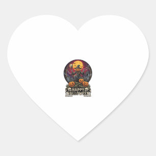 Gelukkig Halloween Pompoen Tovenaar Kerkhof Volle Hart Sticker