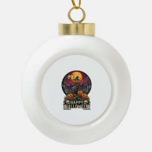 Gelukkig Halloween Pompoen Tovenaar Kerkhof Volle Keramische Bal Ornament