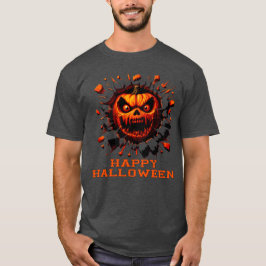 Gelukkig Halloween Pompoen Verpletterend Door T-Sh T-shirt