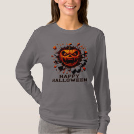 Gelukkig Halloween Pompoen Verpletterend Door T-Sh T-shirt